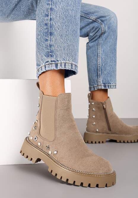 BOTTINES femmes bijoux argentés INES TAUPE