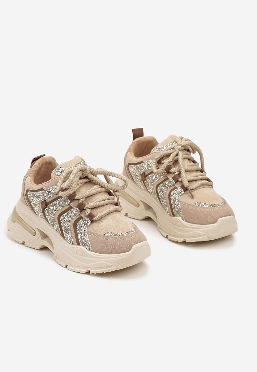 BASKETS femmes paillettes KIARA MARRON