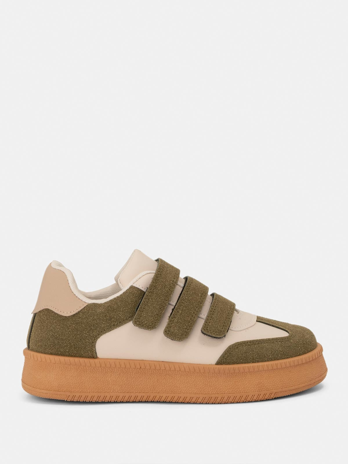BASKETS femme scratchs LINDA KAKI