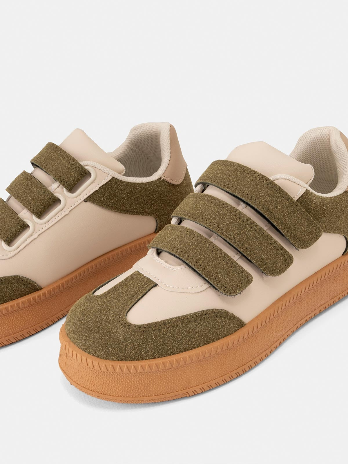 BASKETS femme scratchs LINDA KAKI