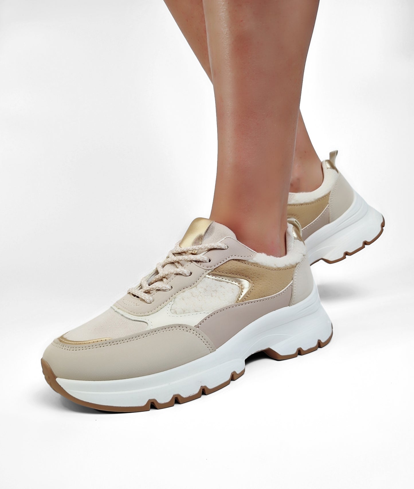 BASKETS femmes moumoutes boucles CECILE BEIGE