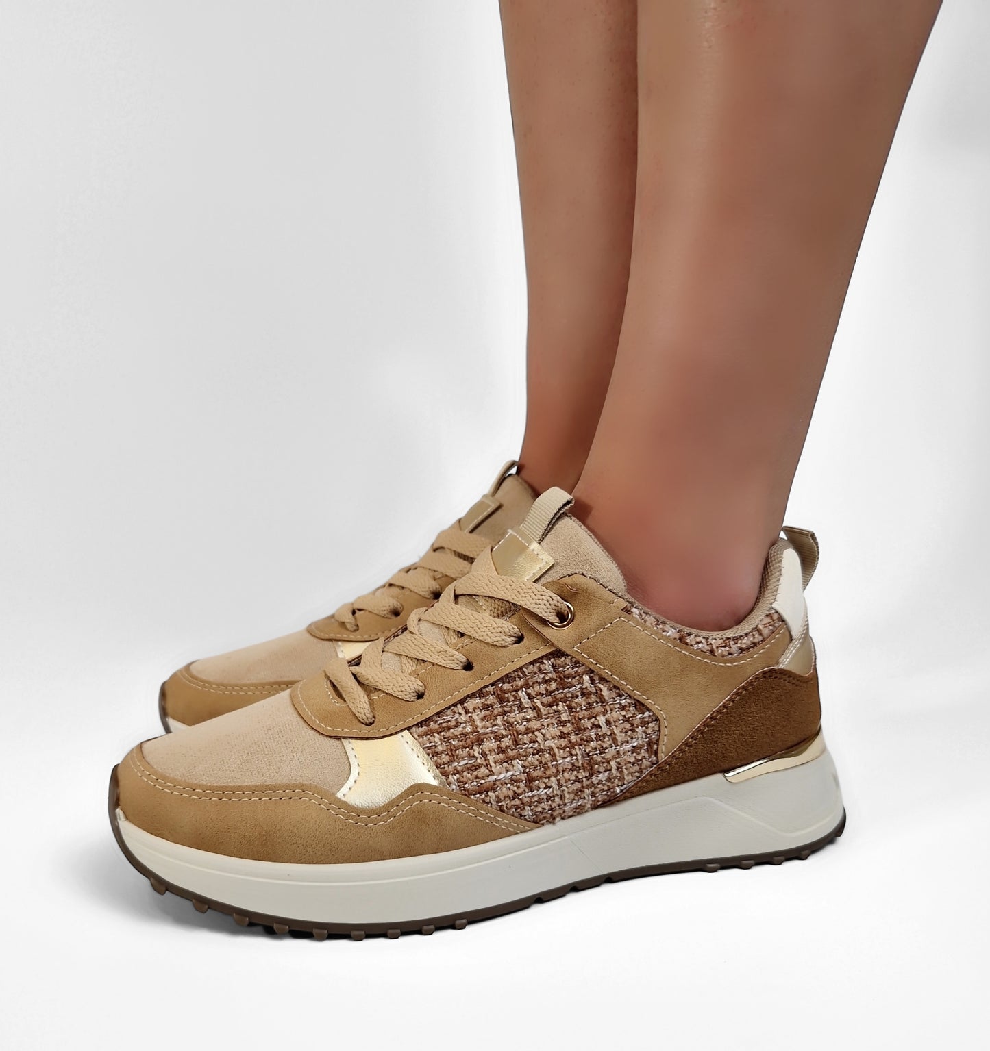 BASKETS femmes bi matière VANINA TAUPE