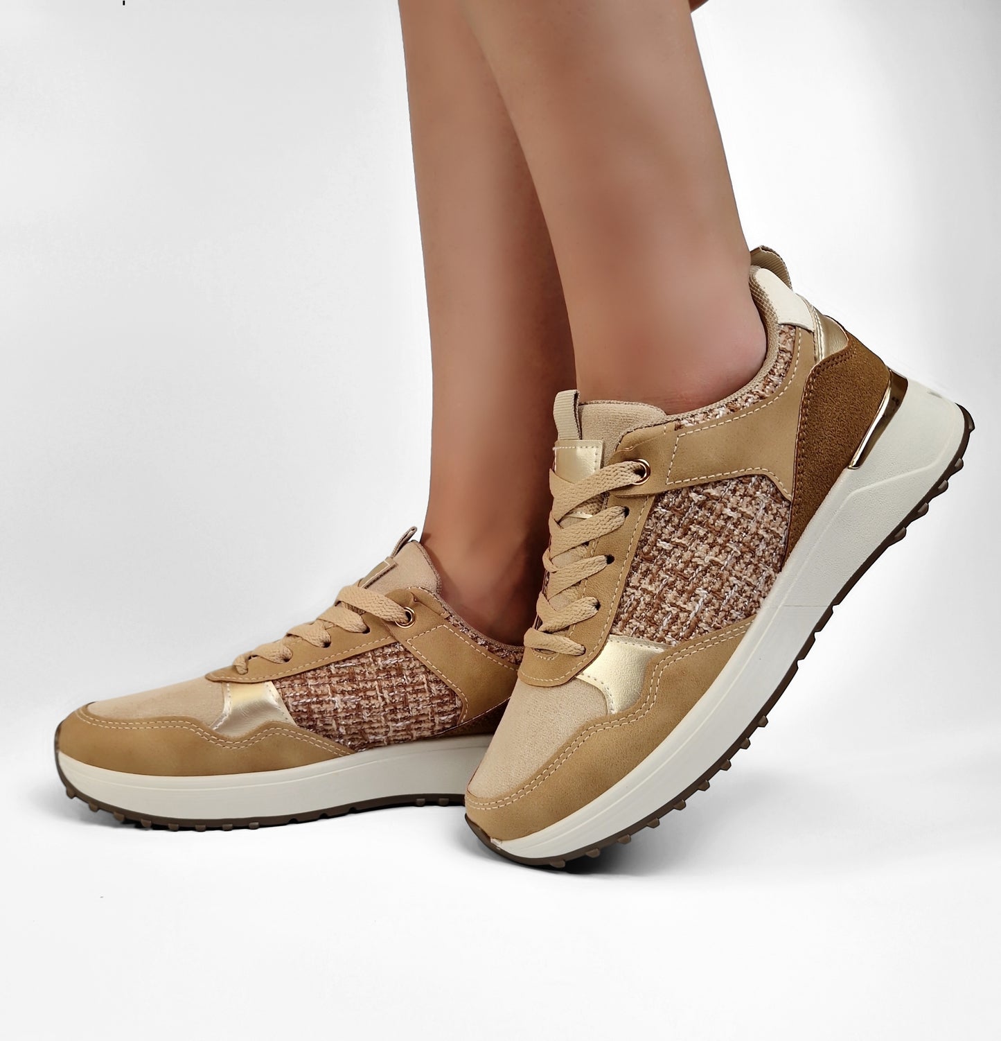 BASKETS femmes bi matière VANINA TAUPE