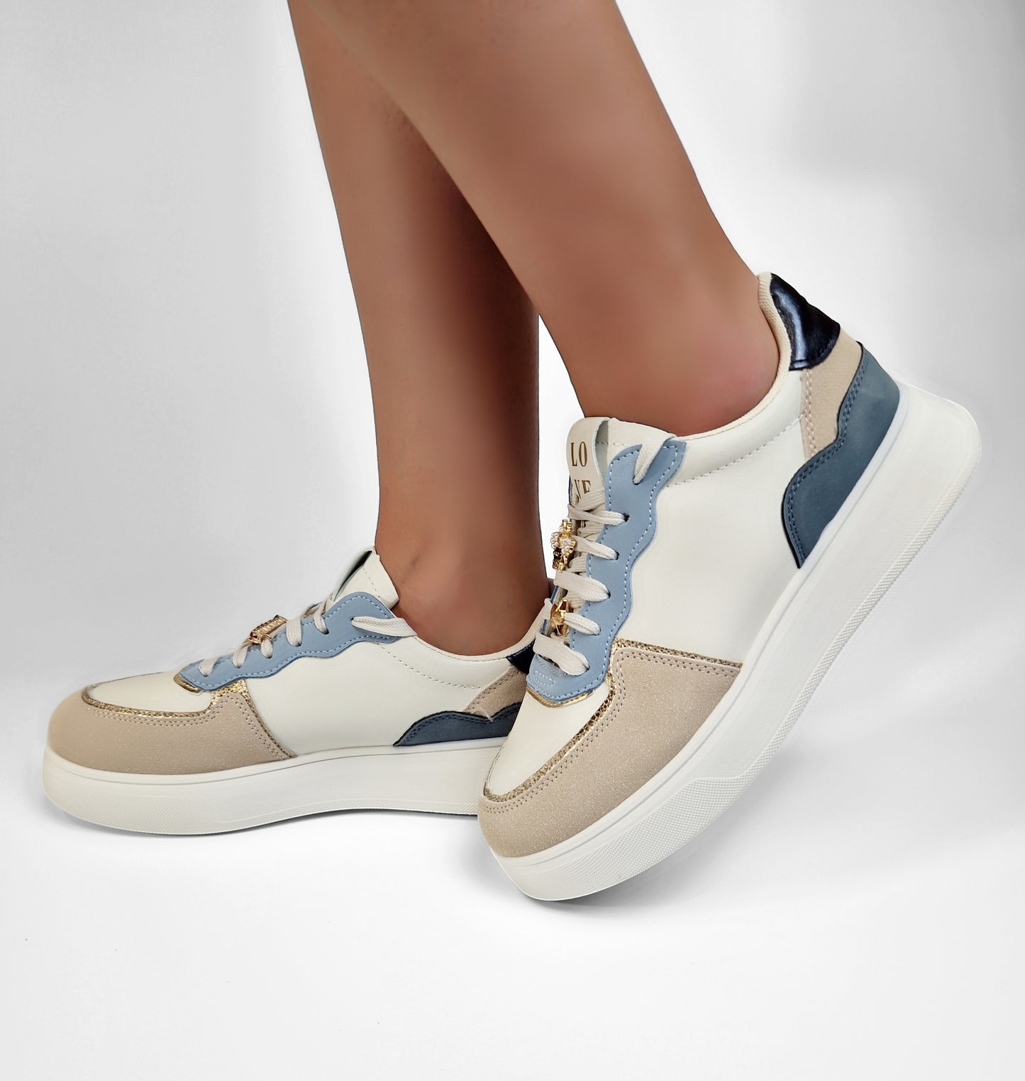 BASKETS femmes plates bijoux NINON BLUE