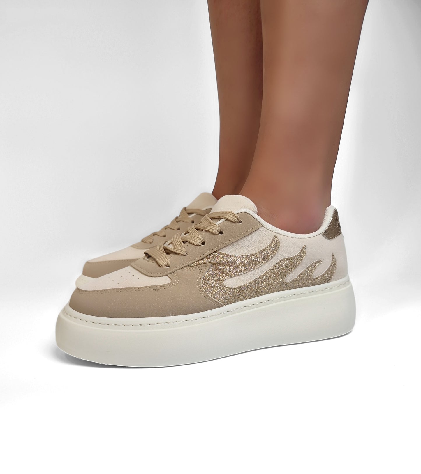 BASKETS paillettes MAELYS BEIGE