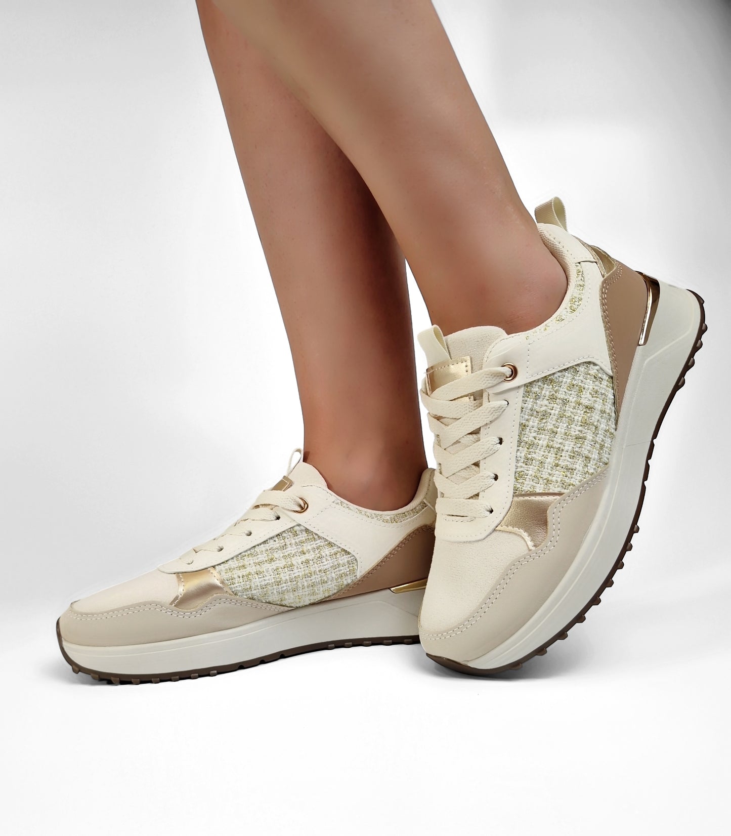 BASKETS femmes bi matière VANINA BEIGE