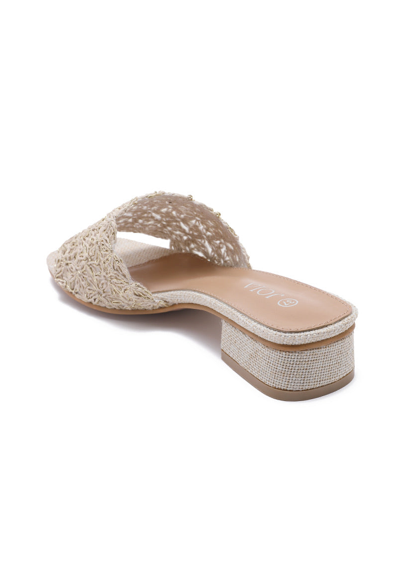 SANDALES à talons femme en toile EDITH BEIGE