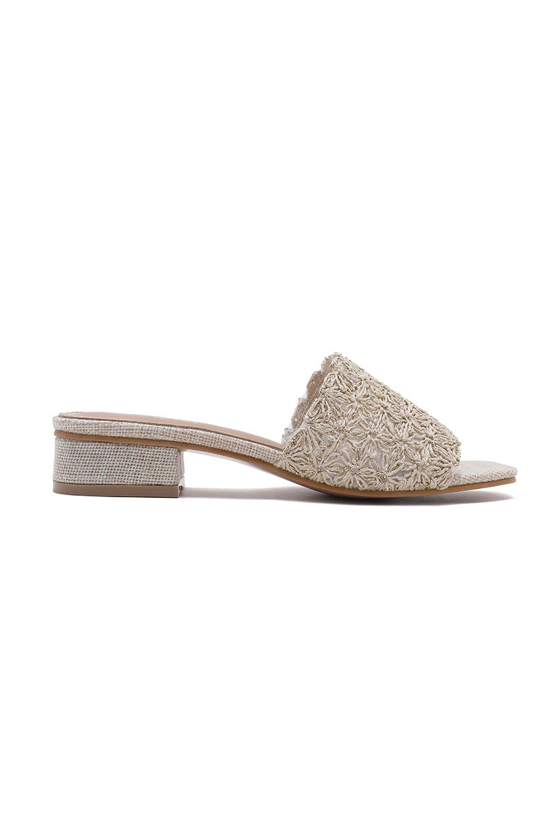 SANDALES à talons femme en toile EDITH BEIGE
