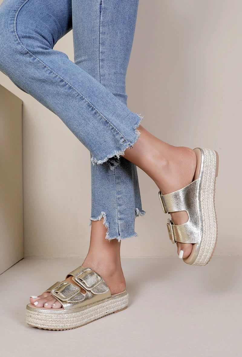 MULES compensées femme AXELLE GOLD