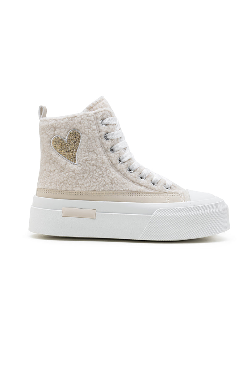 BASKETS montantes moumoute LESLIE BEIGE