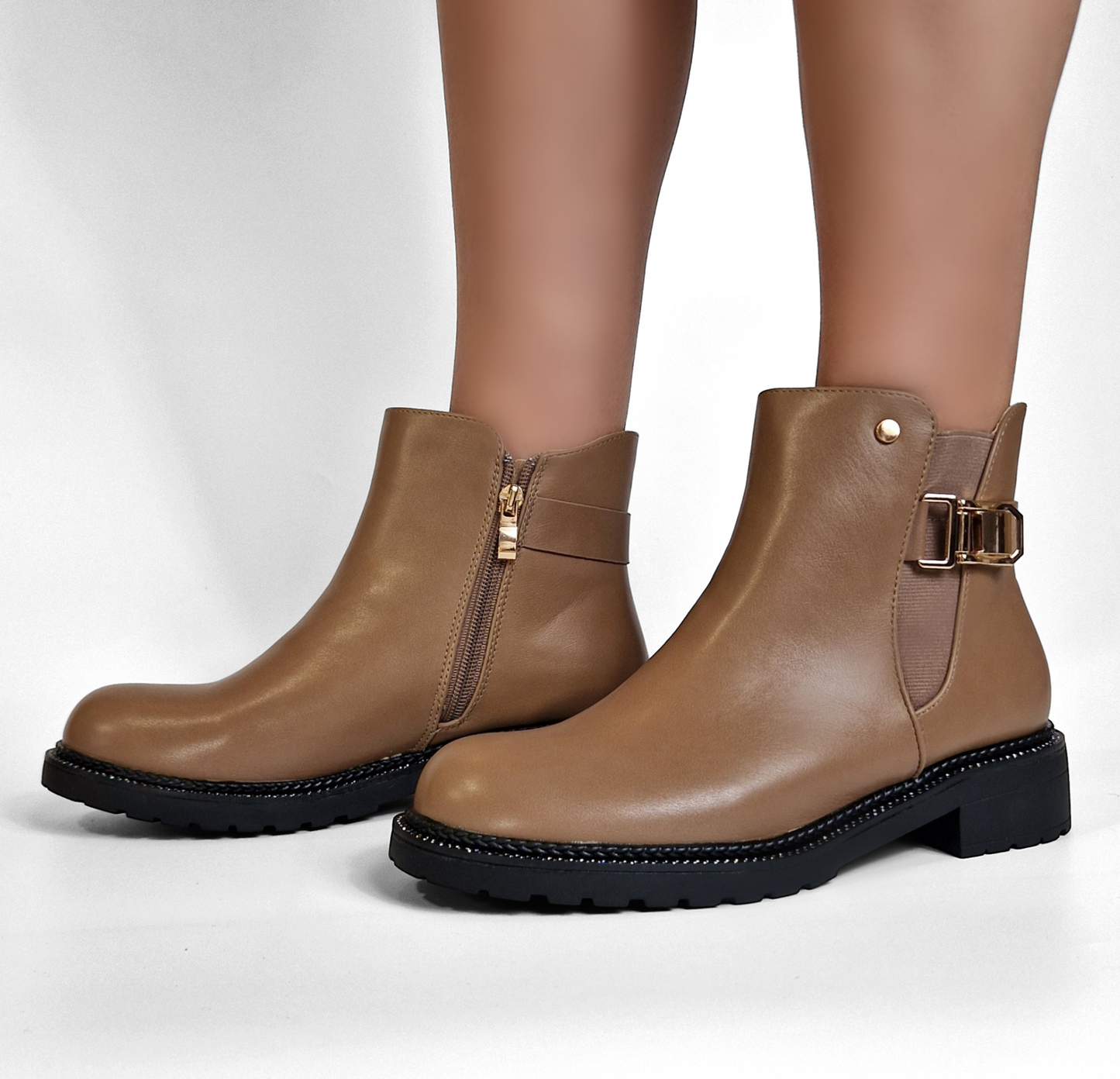 BOTTINES femmes plates LIYANA TAUPE