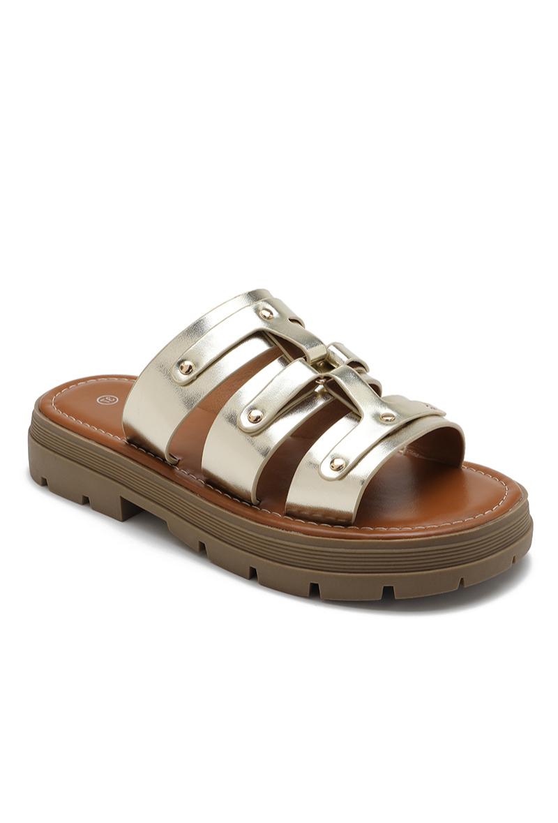 mules à plateforme type spartiate femme ADLINE GOLD