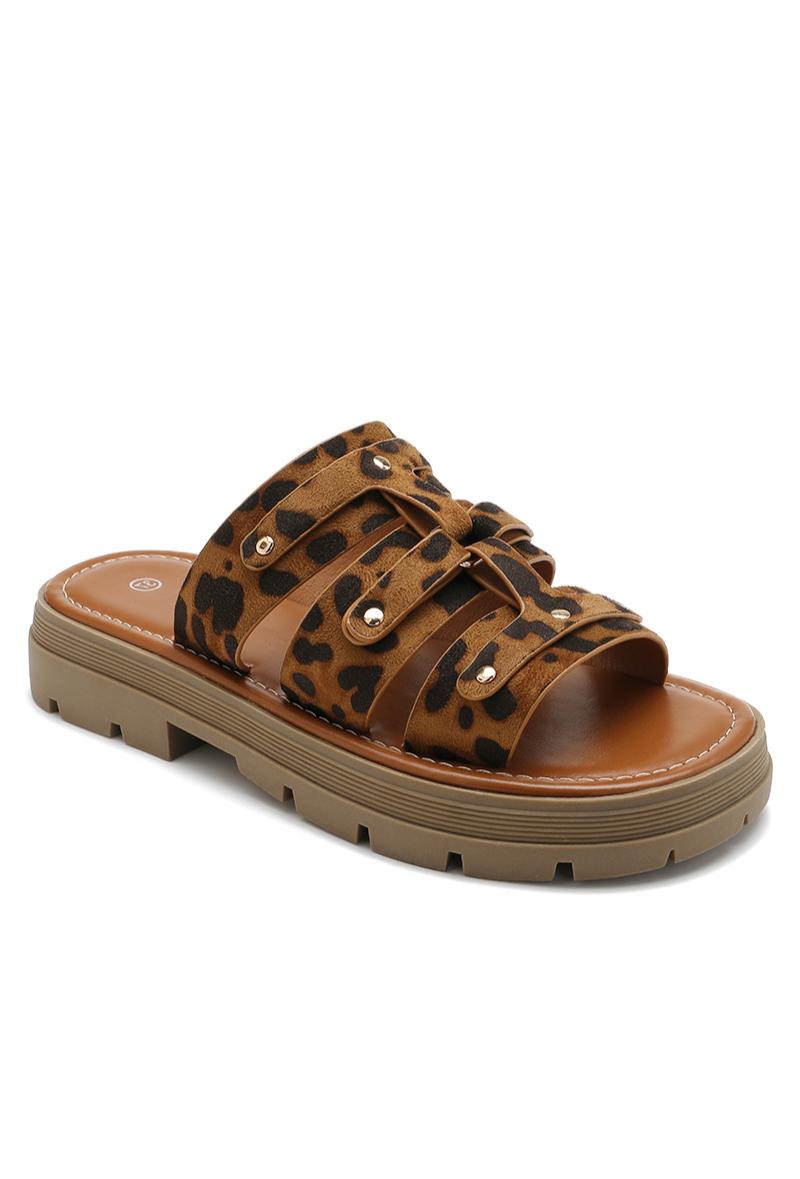 mules à plateforme type spartiate femme ADLINE LEOPARD