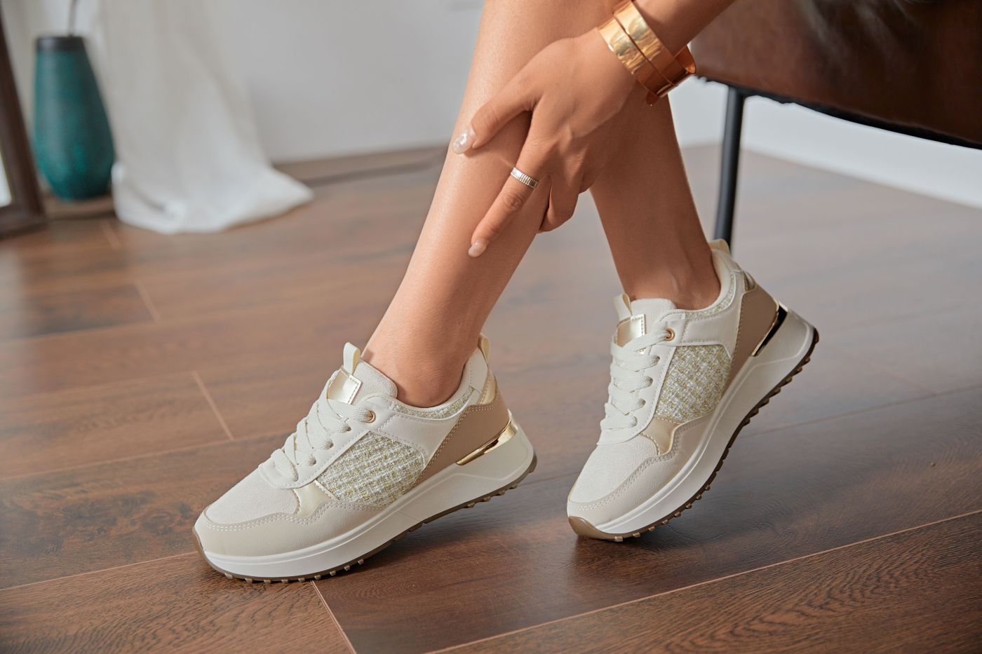 BASKETS femmes bi matière VANINA BEIGE