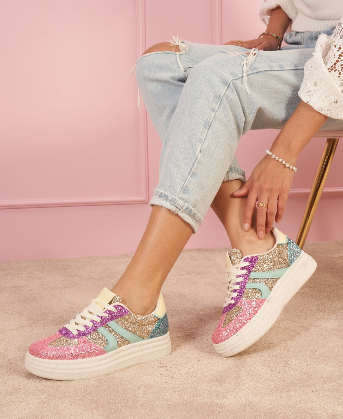 BASKETS plates paillettes femmes OLYMPE MULTICOLORE