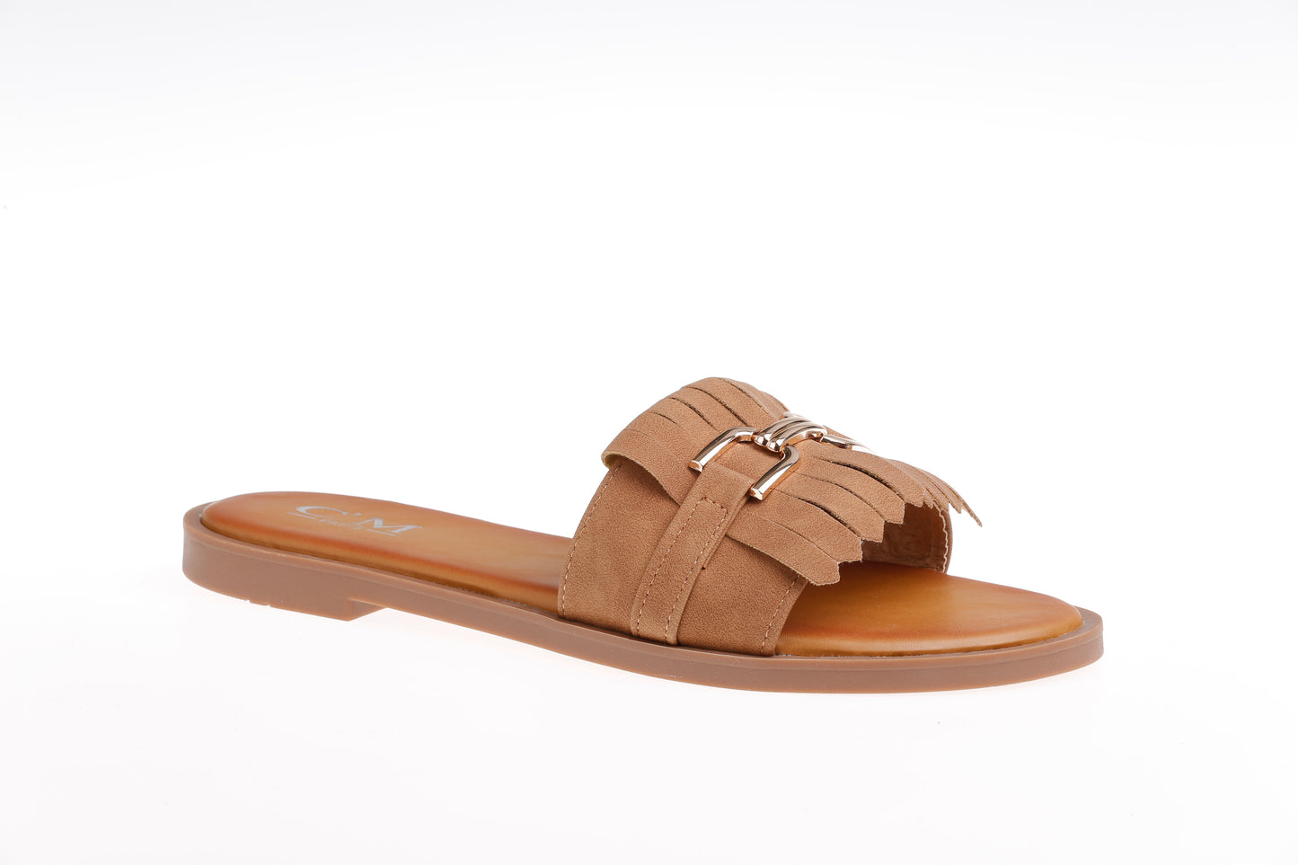 sandales plates a frange femme FLAVIE CAMEL