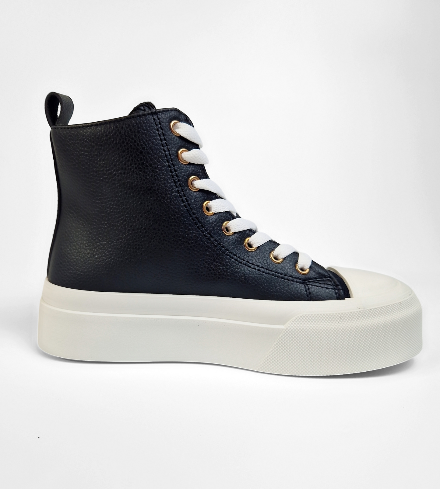BASKETS montantes semelles épaisses simili CATHY NOIRE