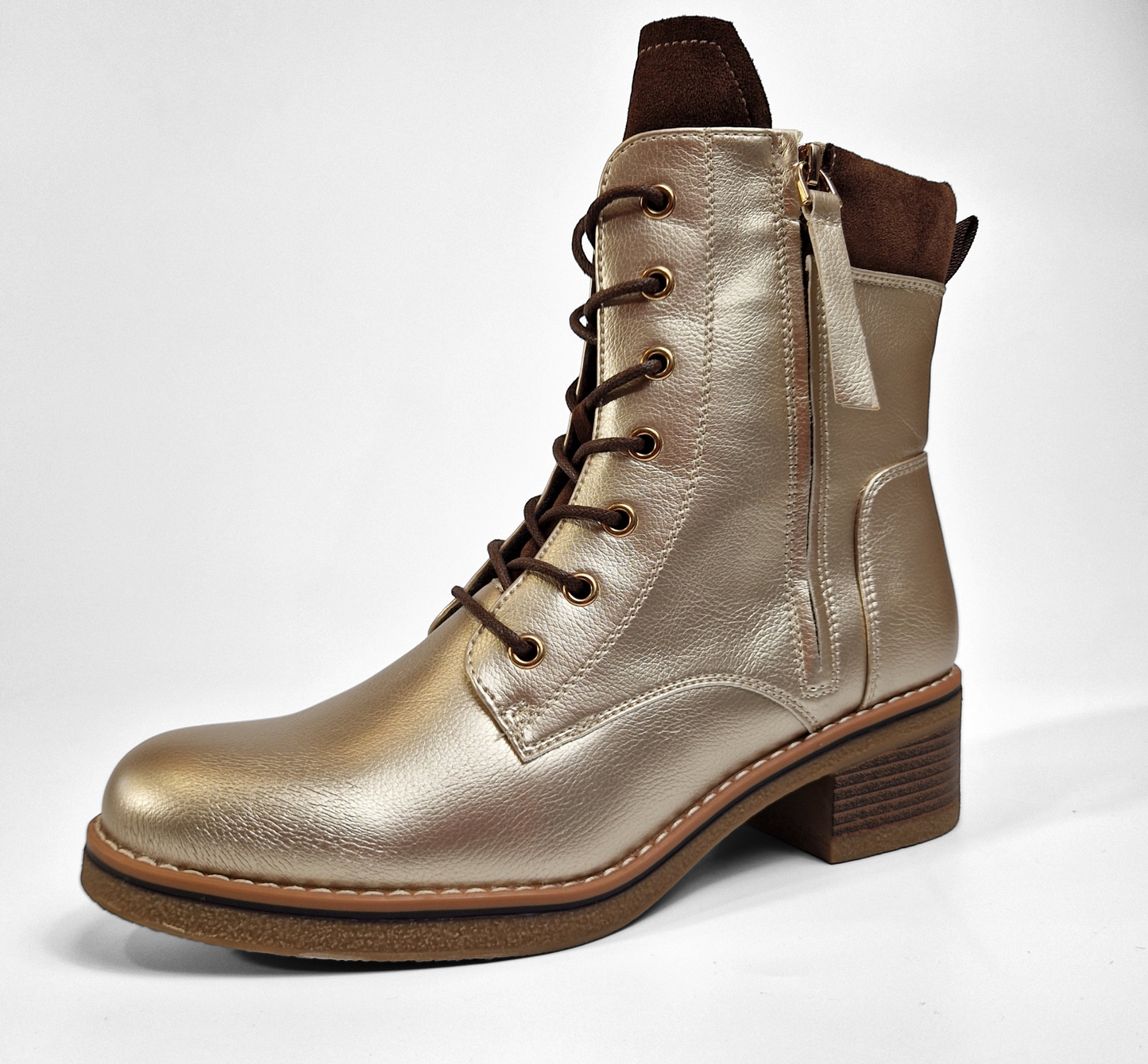 BOTTINES bi matière lacets femmes LENA GOLD