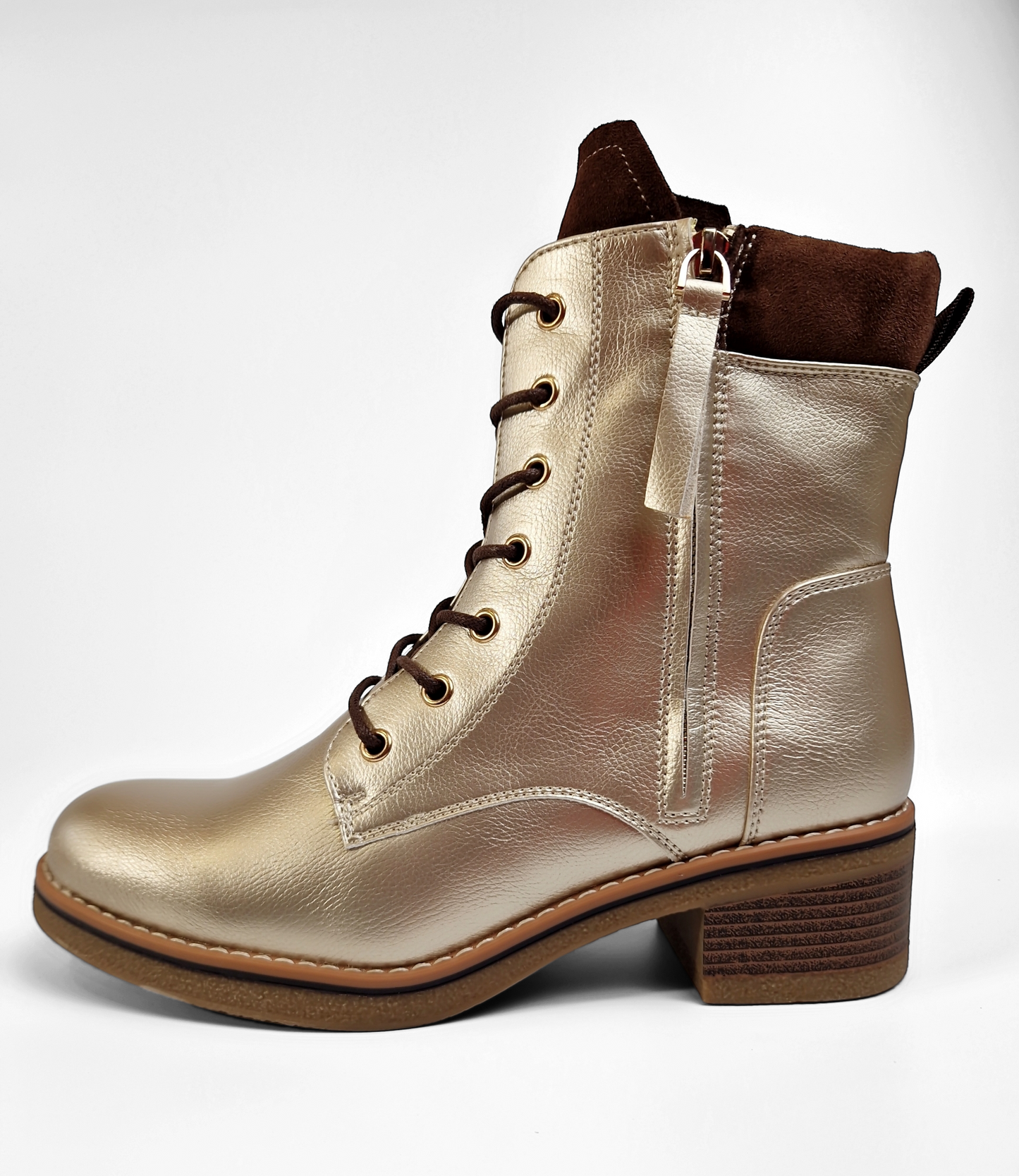 BOTTINES bi matière lacets femmes LENA GOLD