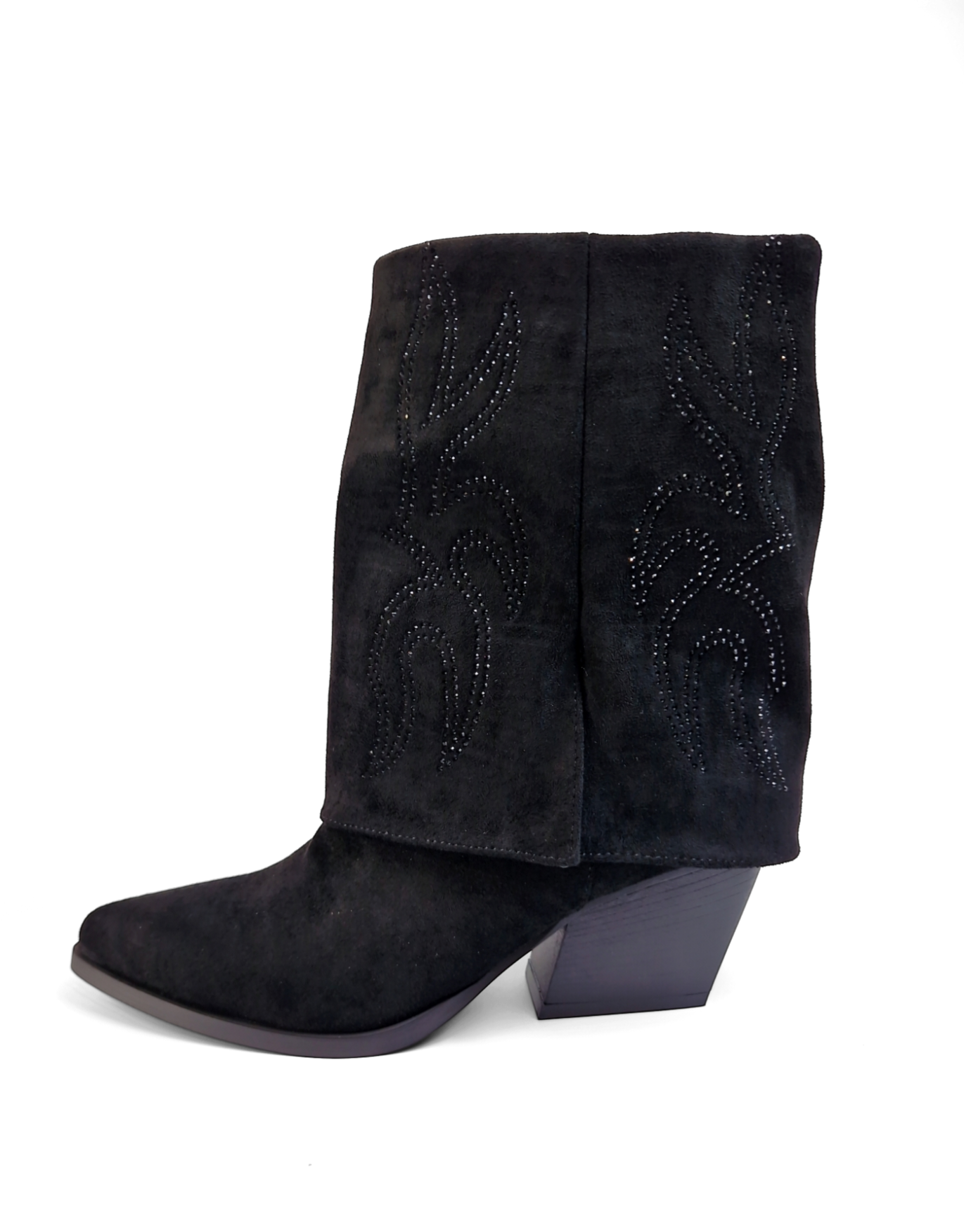 BOTTINES femmes retroussées strass ELISA NOIRE