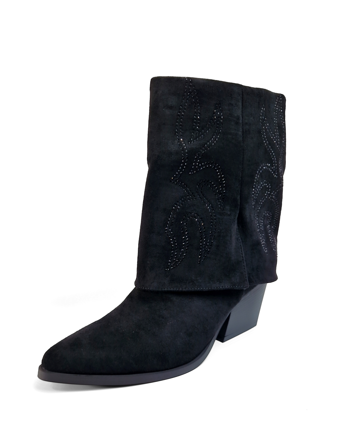 BOTTINES femmes retroussées strass ELISA NOIRE