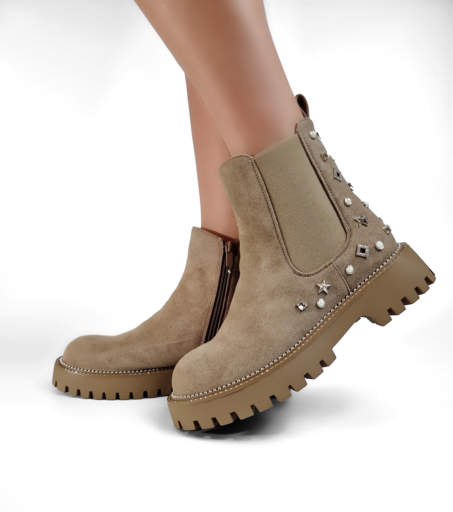 BOTTINES femmes bijoux argentés INES TAUPE