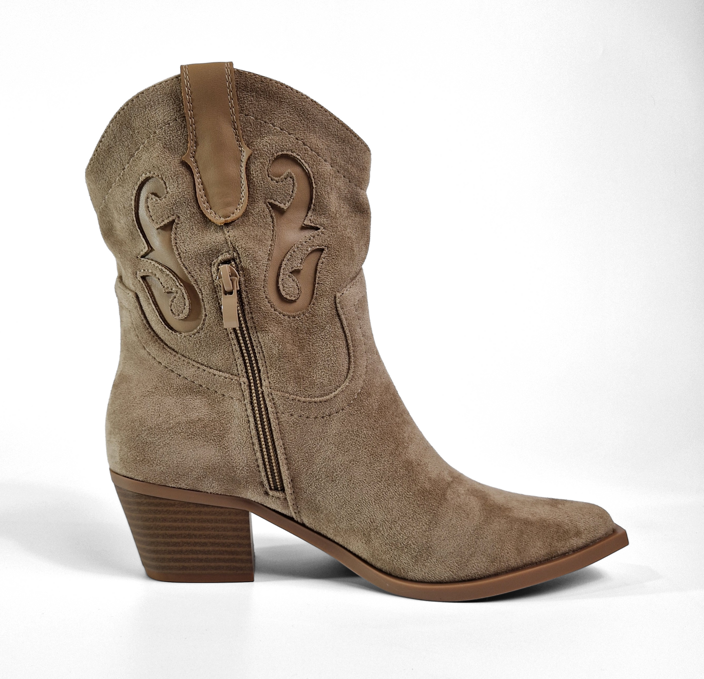 BOTTINES femmes santiags à talons TIFFANY TAUPE