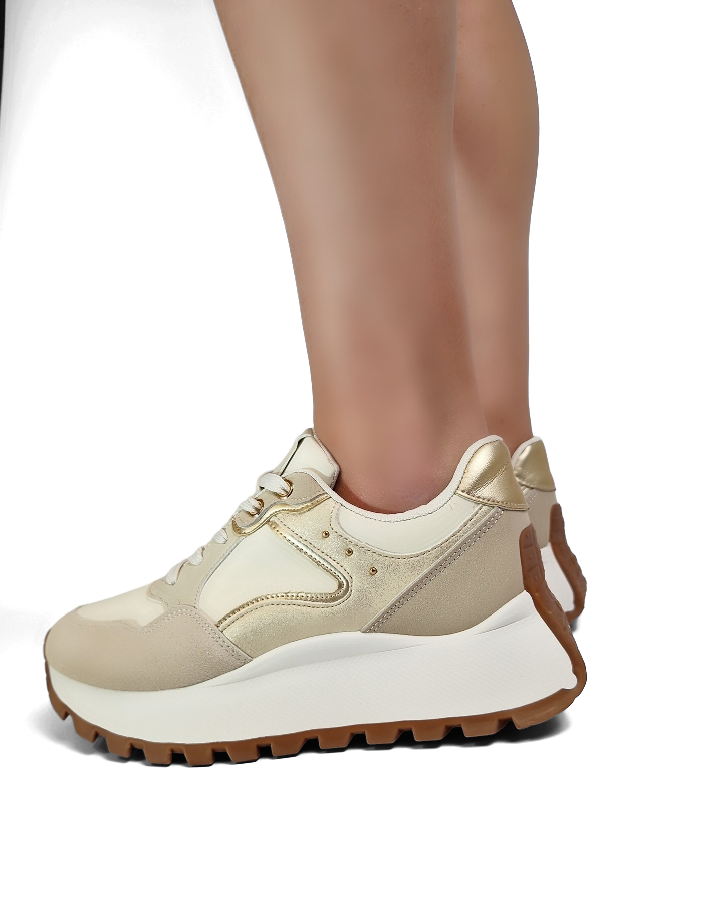 BASKETS femmes semelles épaisses LOUANE BEIGE