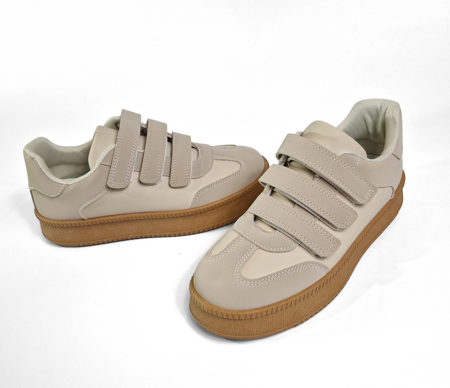 BASKETS femmes scratchs LINDA BEIGE