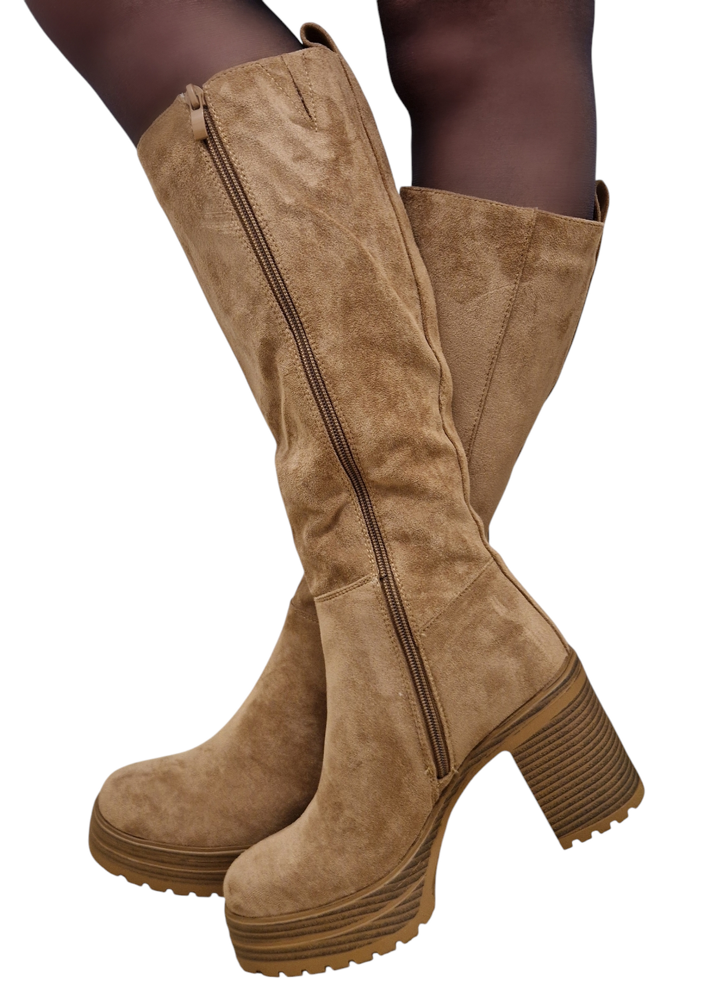 BOTTES femmes à talons et plateformes VIVI CAMEL