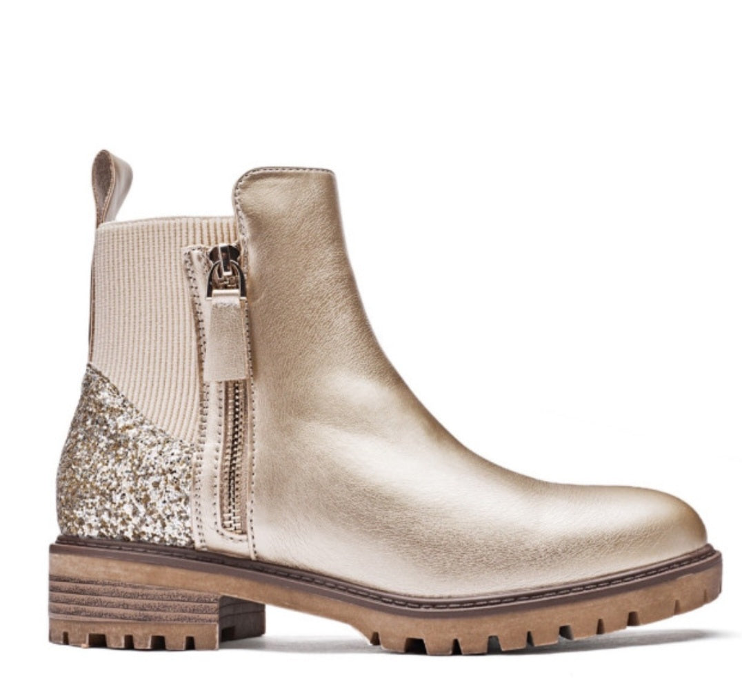 BOTTINES femmes pailletées AMBRE dorée