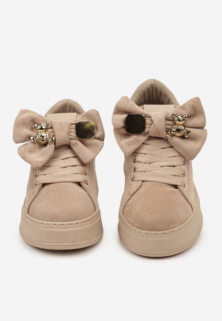 BASKETS femmes avec nœud VAINA TAUPE