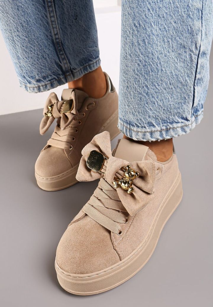 BASKETS femmes avec nœud VAINA TAUPE