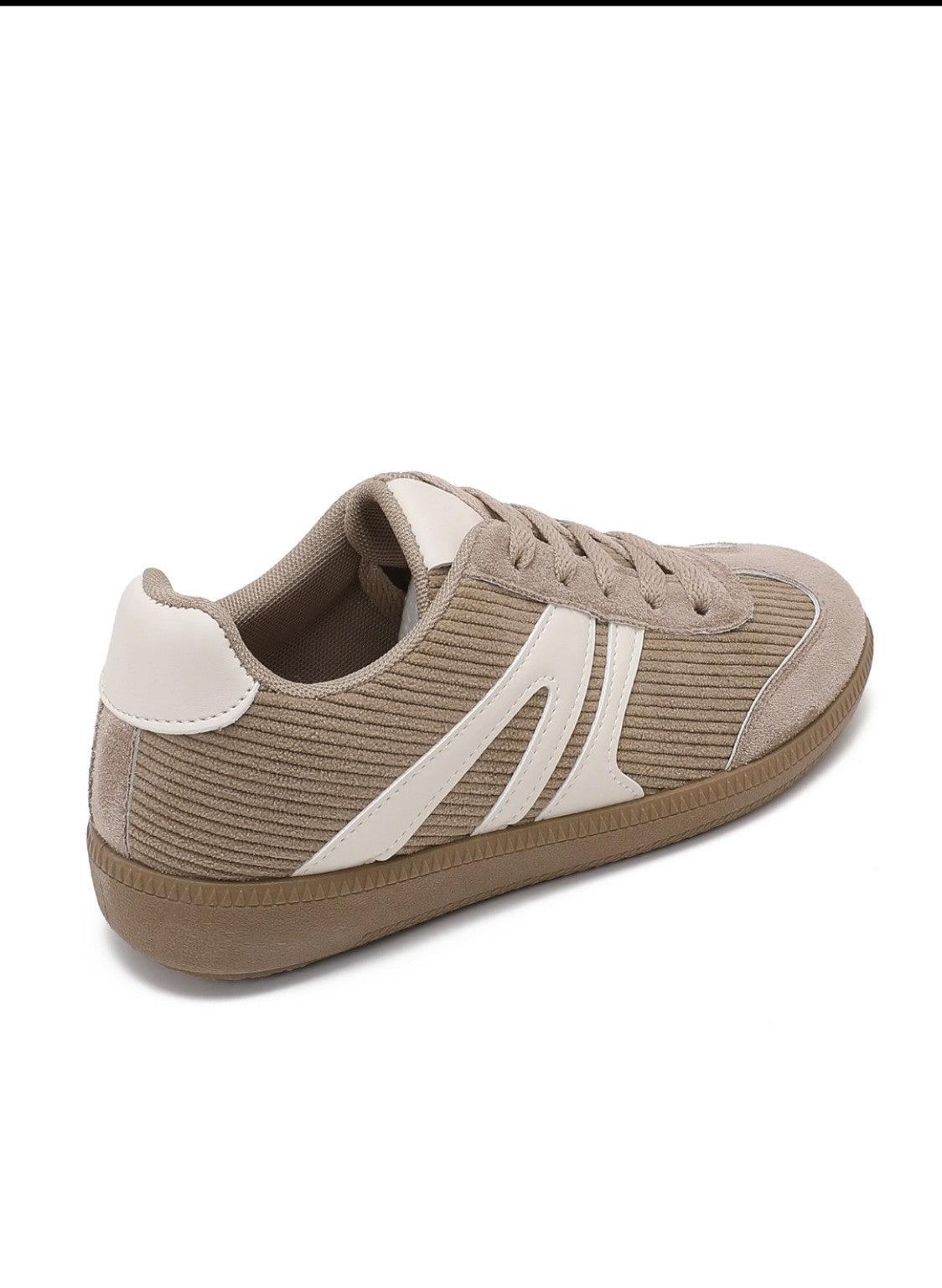 Baskets femme beige taupe - vue arrière et détails