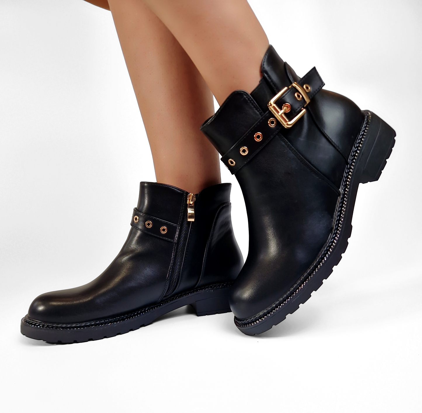 BOTTINES femmes plates LANNA NOIRE