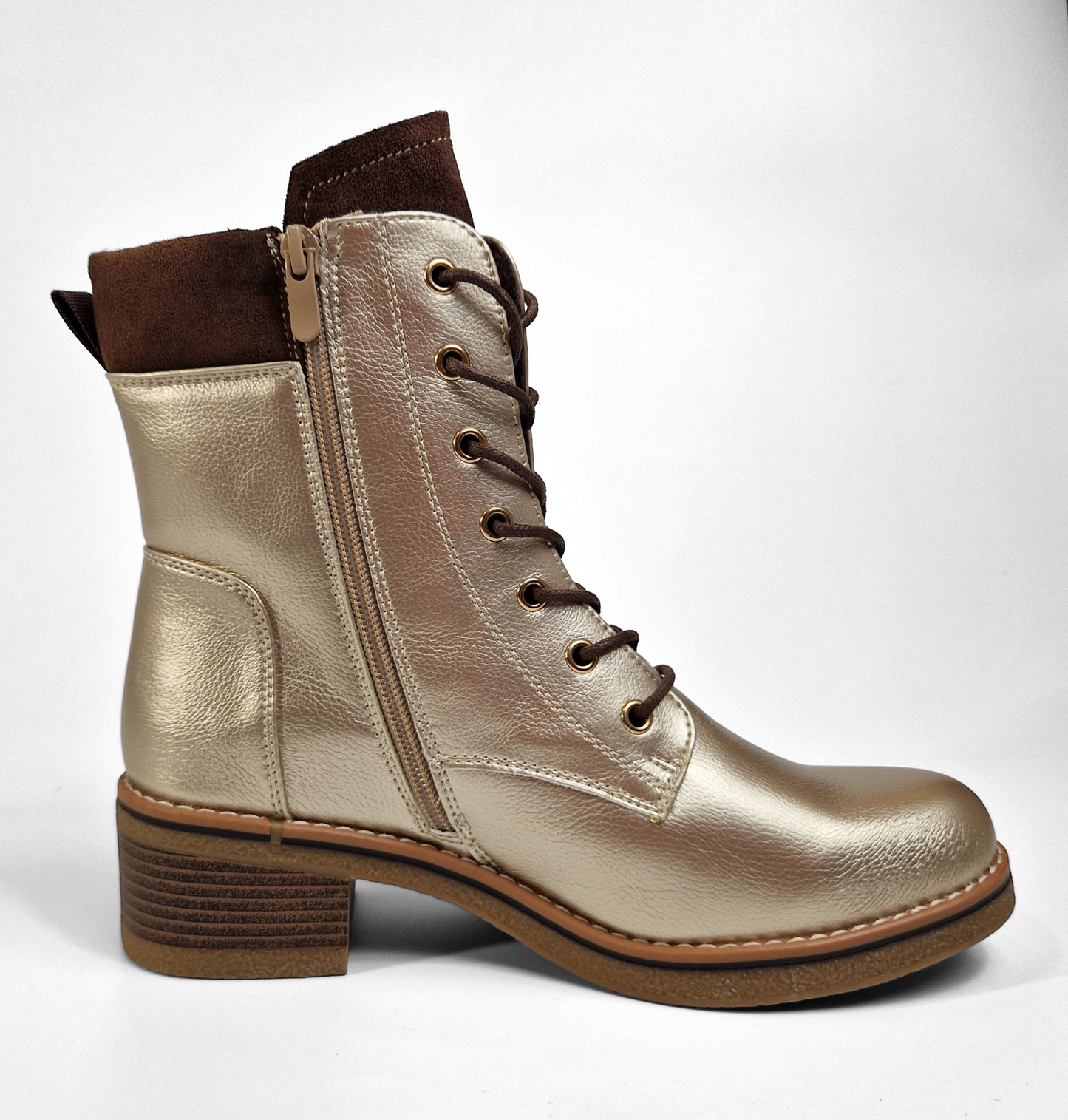 BOTTINES bi matière lacets femmes LENA GOLD