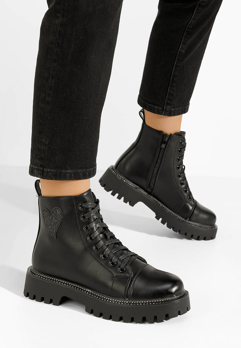 BOTTINES femmes à lacet LUCIA NOIRE