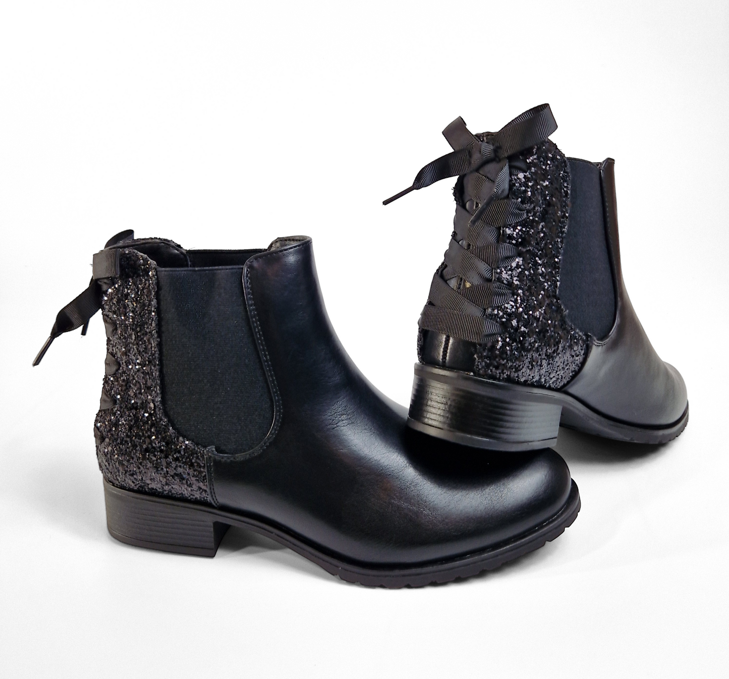 BOTTINES femmes plates pailletées LILIE NOIRE
