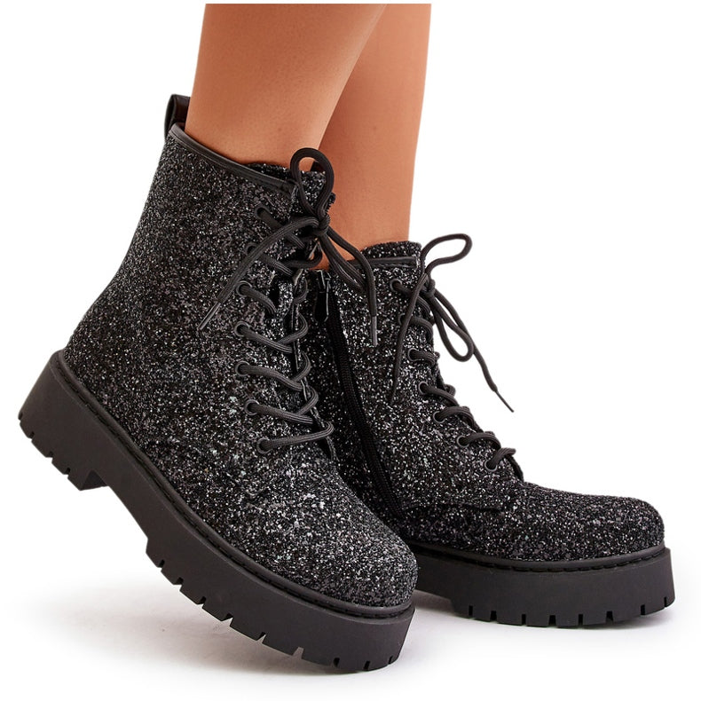 BOTTINES paillettes MAYA NOIRE