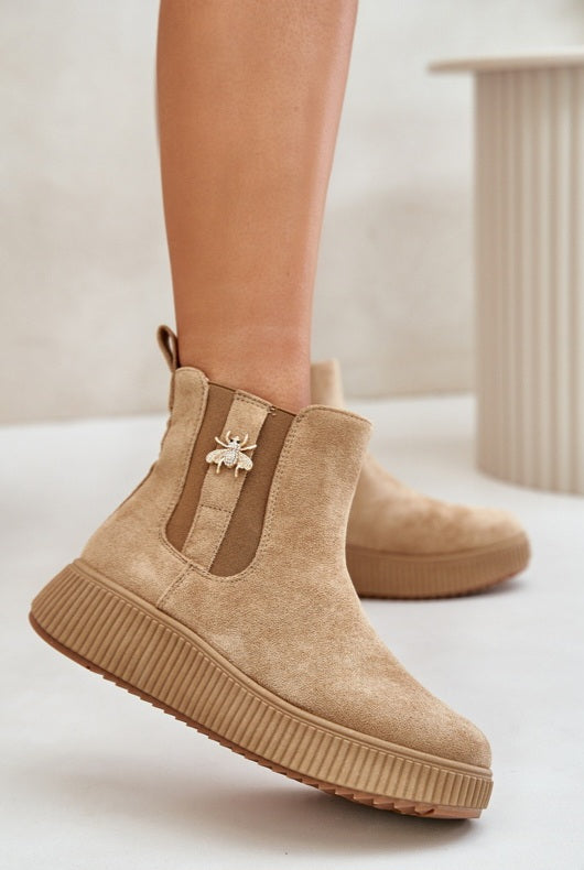 BOTTINES femmes plates JEANNE CAMEL