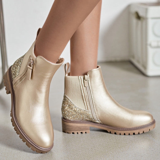 BOTTINES femmes pailletées AMBRE dorée