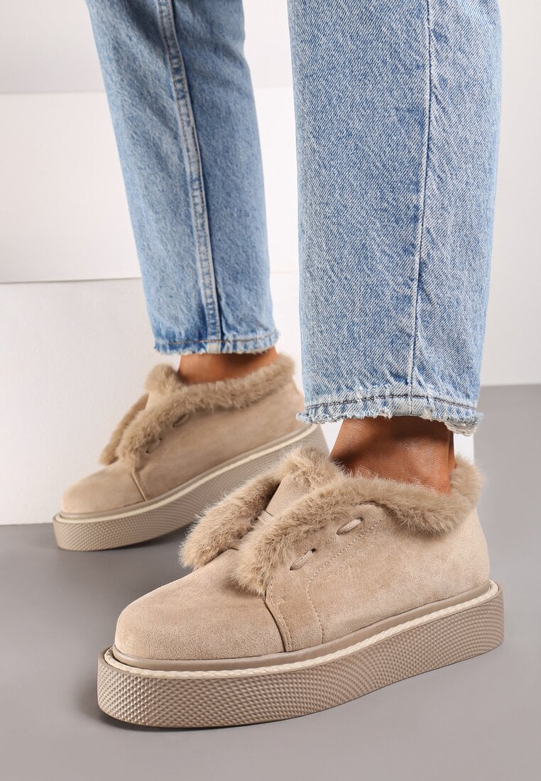 BASKETS femmes fourrées MERYL BEIGE