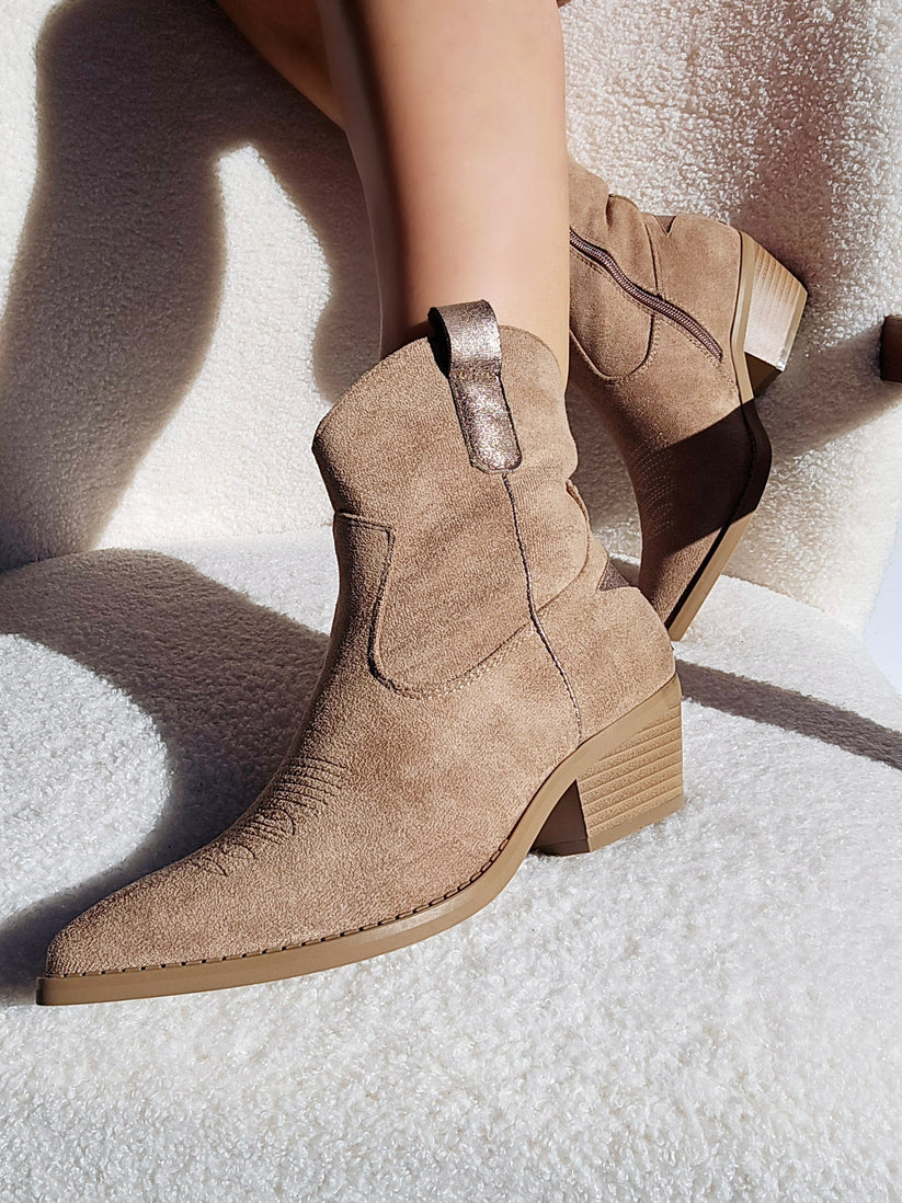 BOTTINES santiags bottillons étoiles SANDRA TAUPE