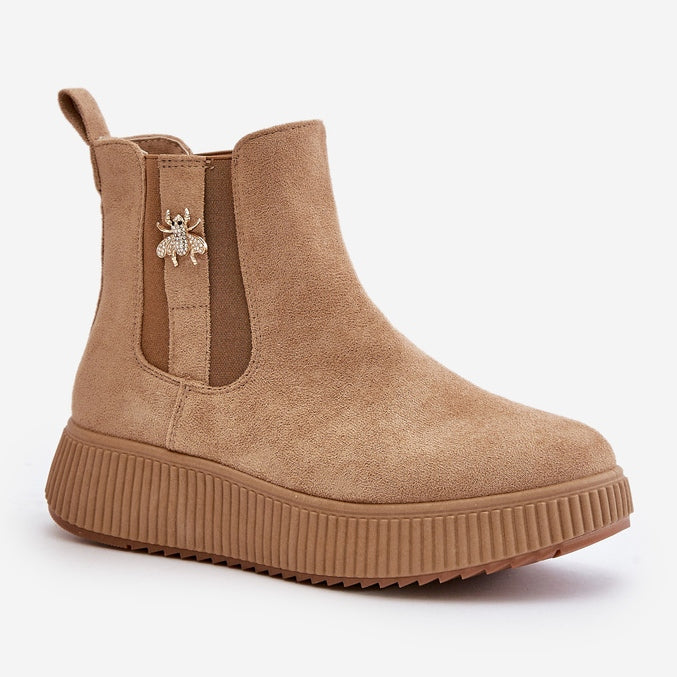 BOTTINES femmes plates JEANNE CAMEL