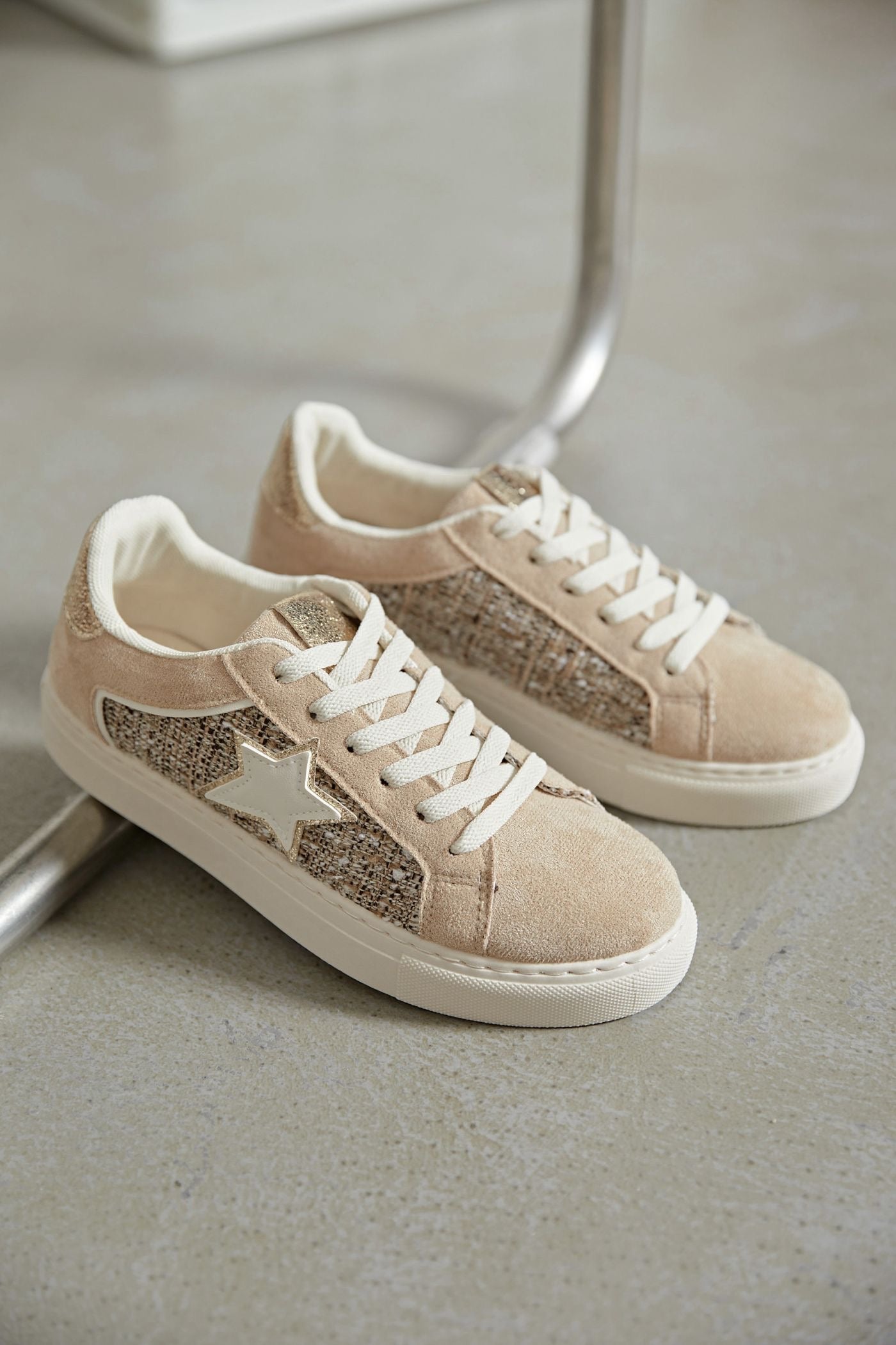 BASKETS femmes plates étoile HARMONY BEIGE