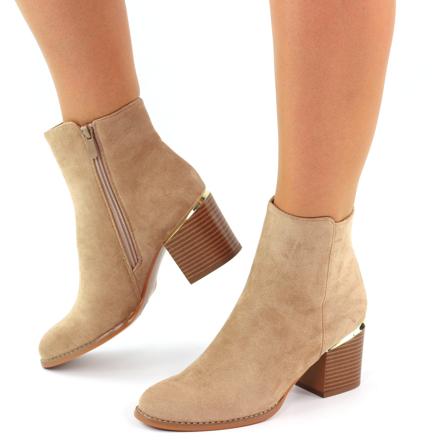 BOTTINES femmes en suédine PERLITA TAUPE