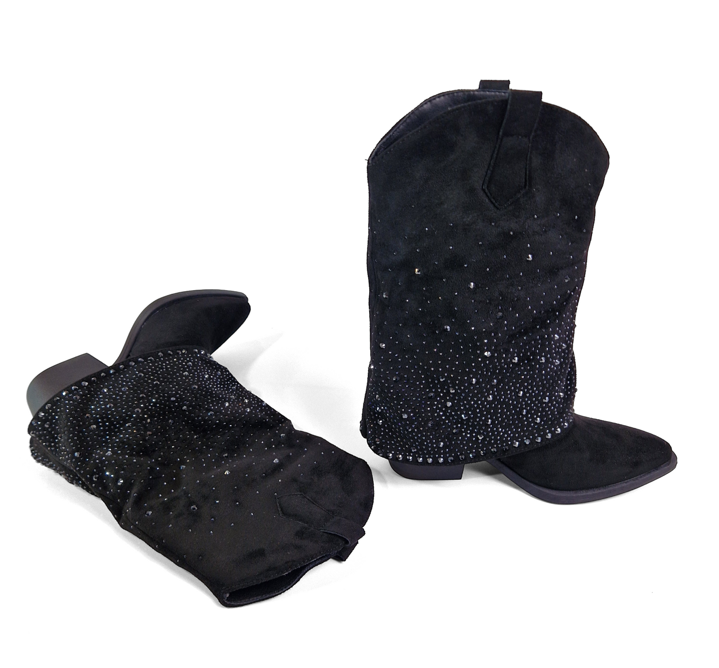 BOTTINES santiags retroussées strass BETTY NOIRE