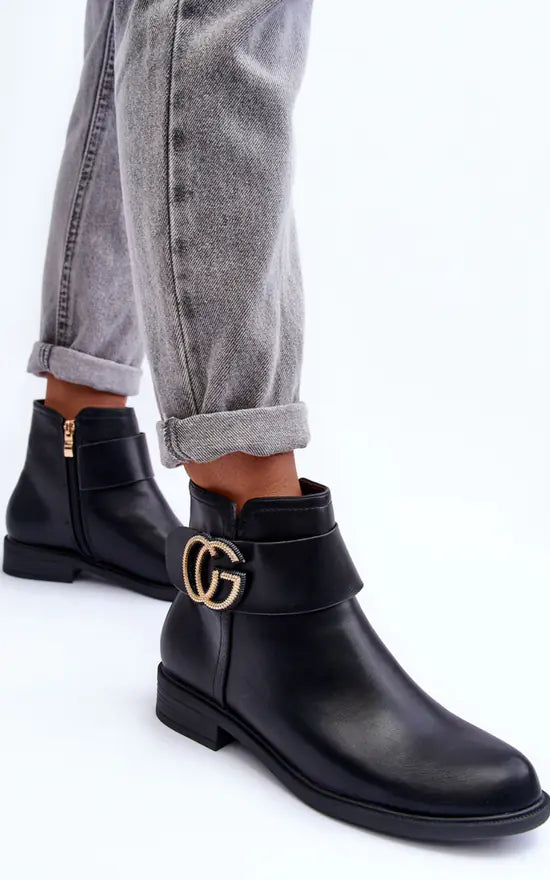 BOTTINES femmes plates MATHILDA NOIRE