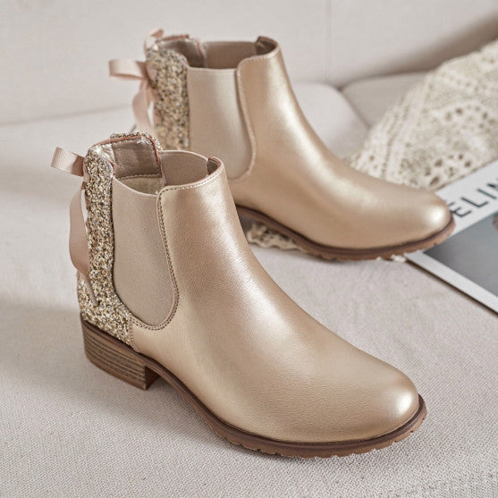 BOTTINES femmes plates pailletées LILIE GOLD