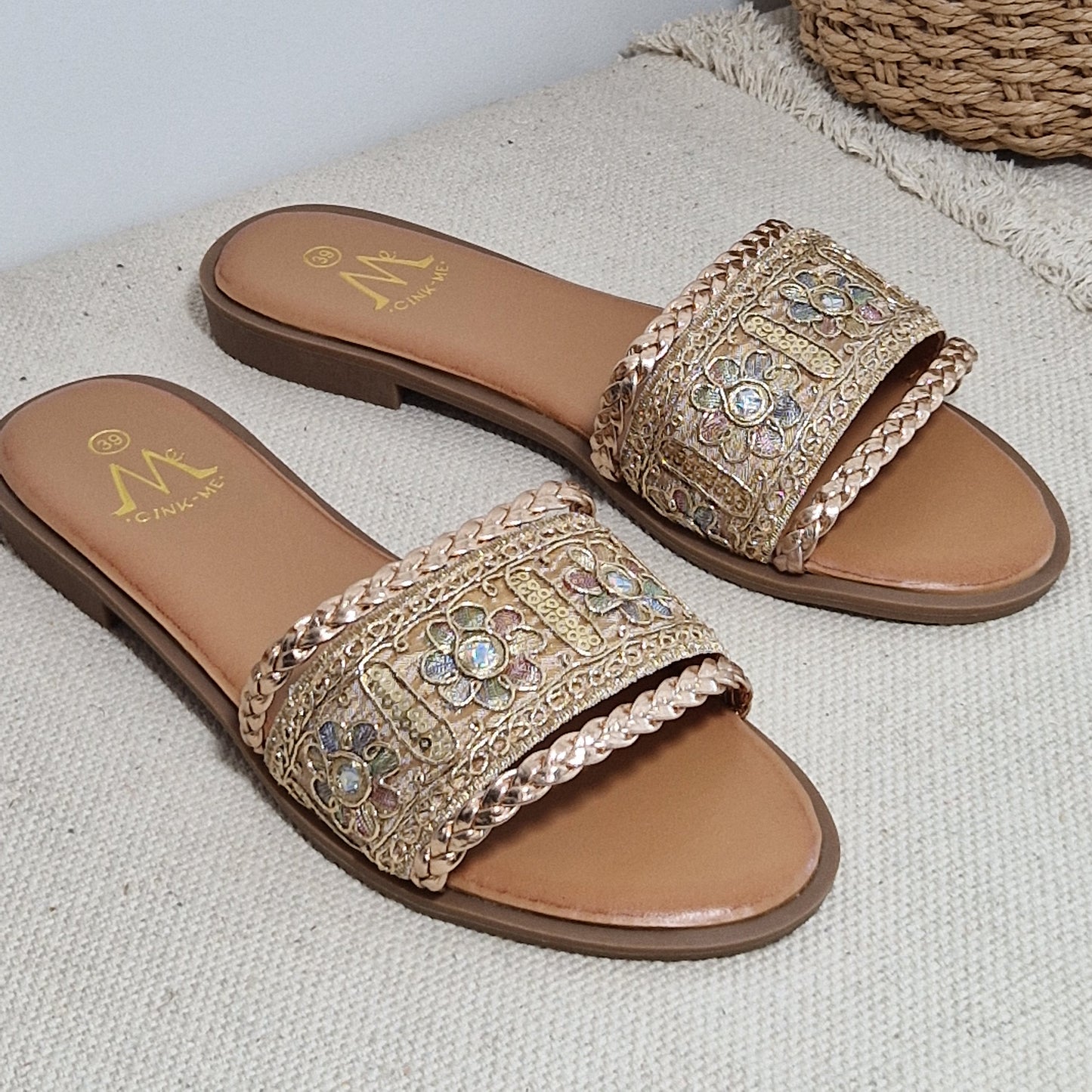 SANDALES plates femme OKSANA CHAMPAGNE